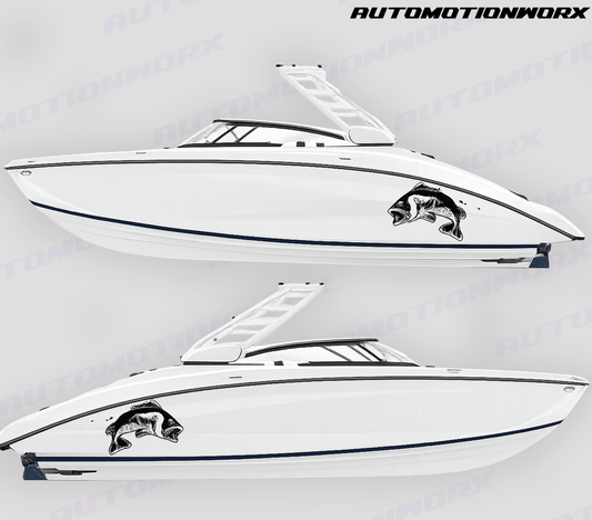 AutoMotionWorx | Large Bass Boat Side Decal Sticker | High Quality Decals