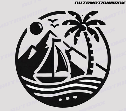 AutoMotionWorx | Boats & Palm Tree Decal | High Quality Decals