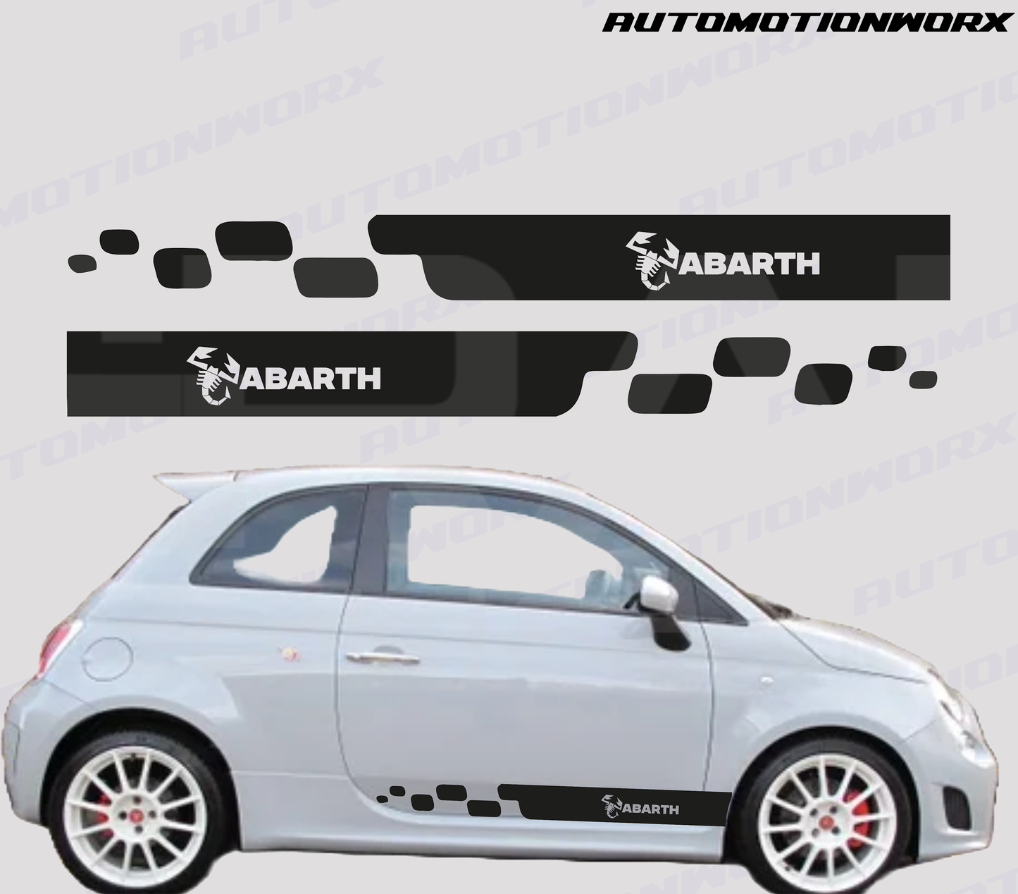 AutoMotionWorx | Fiat 500/Abarth Short Side Stripes | High Quality Decals