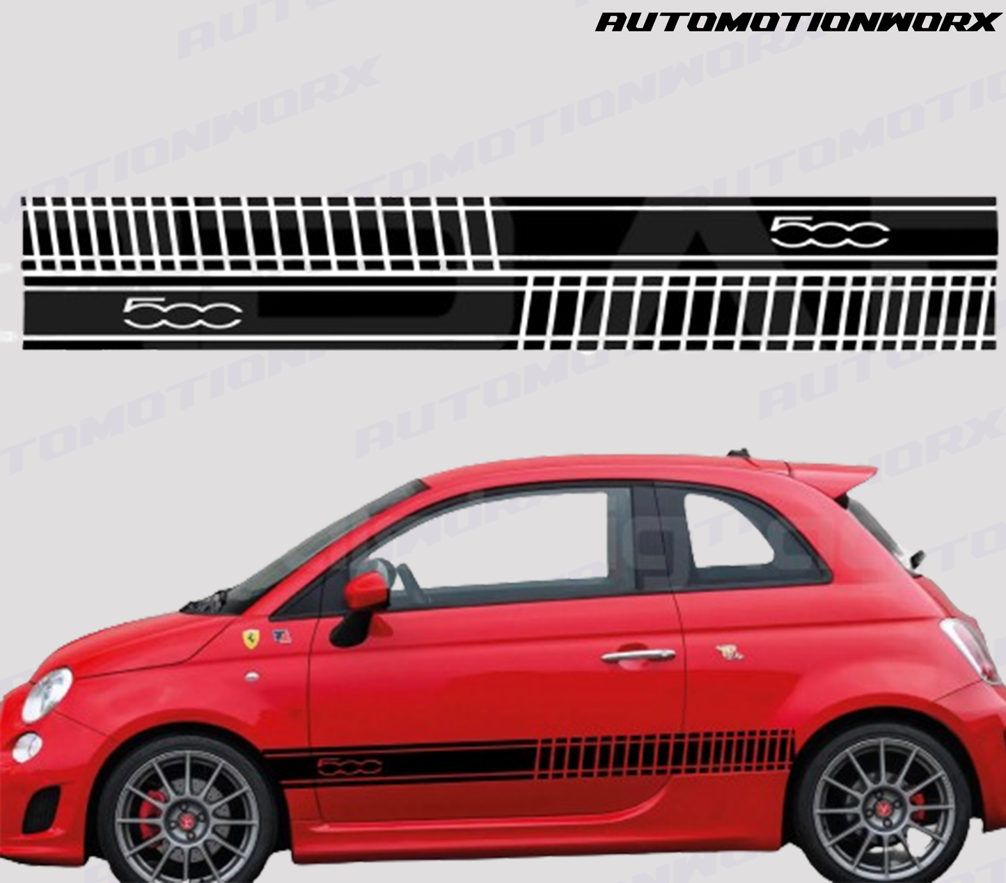 AutoMotionWorx | Fiat 500/Abarth Stuttered Side Stripes | High Quality Decals