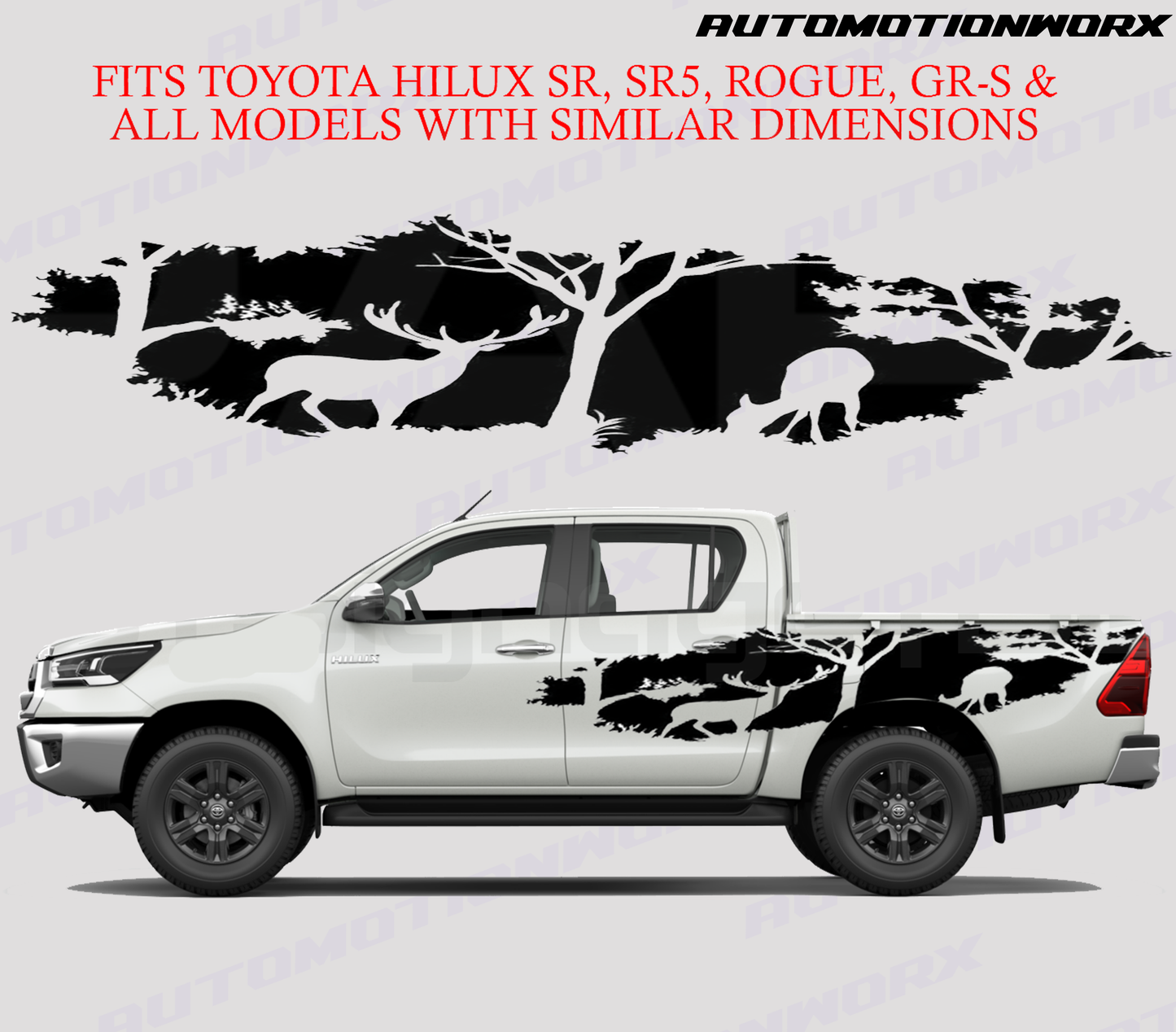 AutoMotionWorx | Toyota Hilux Hunter XL Side Decals | High Quality Decals