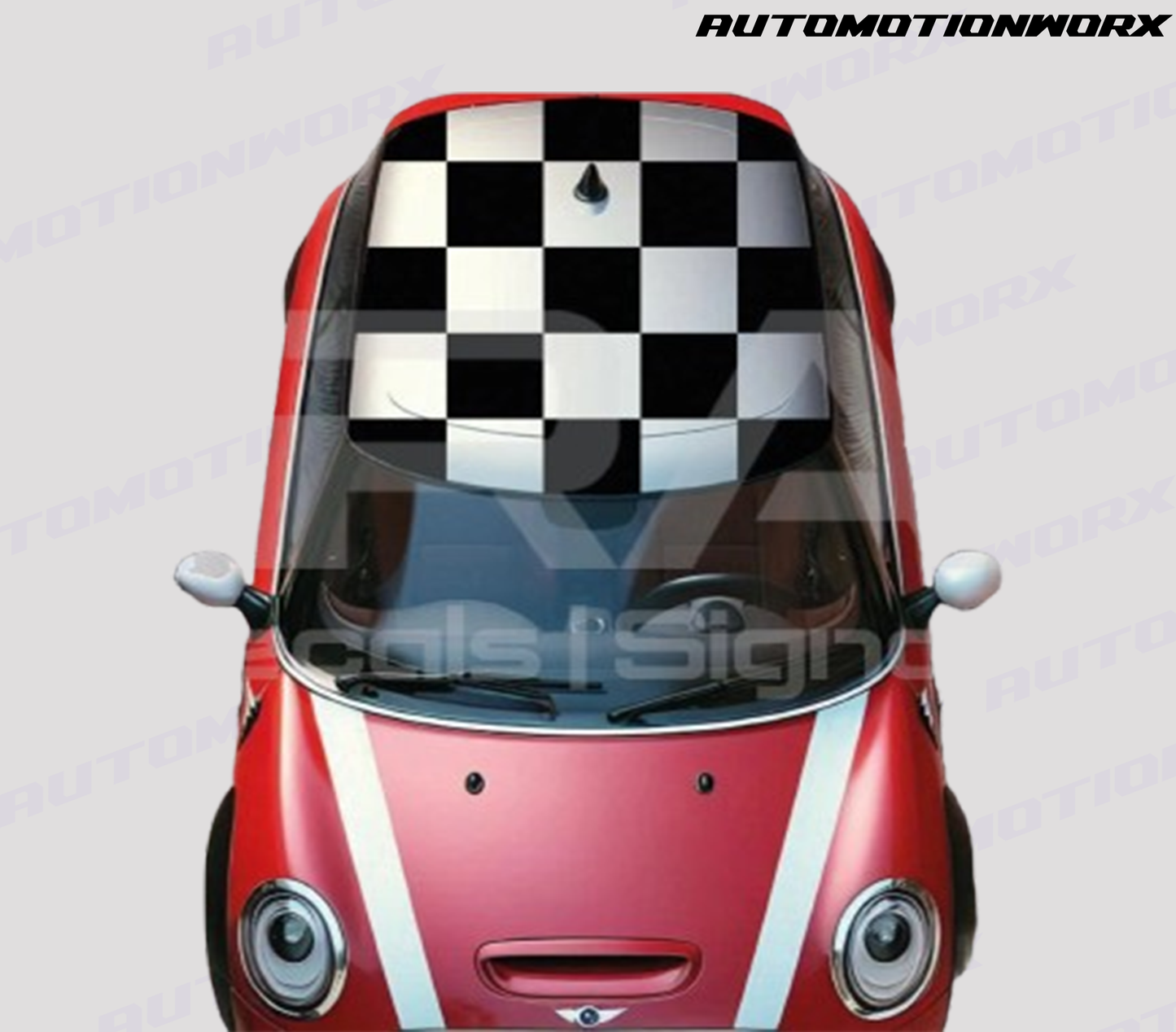 AutoMotionWorx | Mini Cooper Checkered Roof Pattern | High Quality Decals
