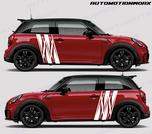 AutoMotionWorx | Mini Cooper Vertical Zebra Side Door Decals