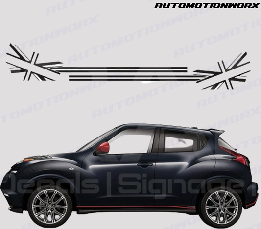 AutoMotionWorx | Nissan Juke Union Jack Dual Side Stripes | High Quality Decals