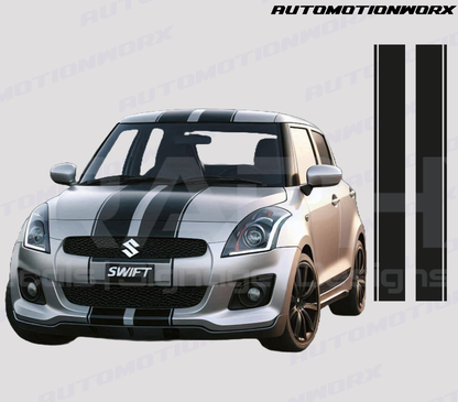 AutoMotionWorx | Suzuki Swift Bonnet Stripes 2010-2017 | High Quality Decals
