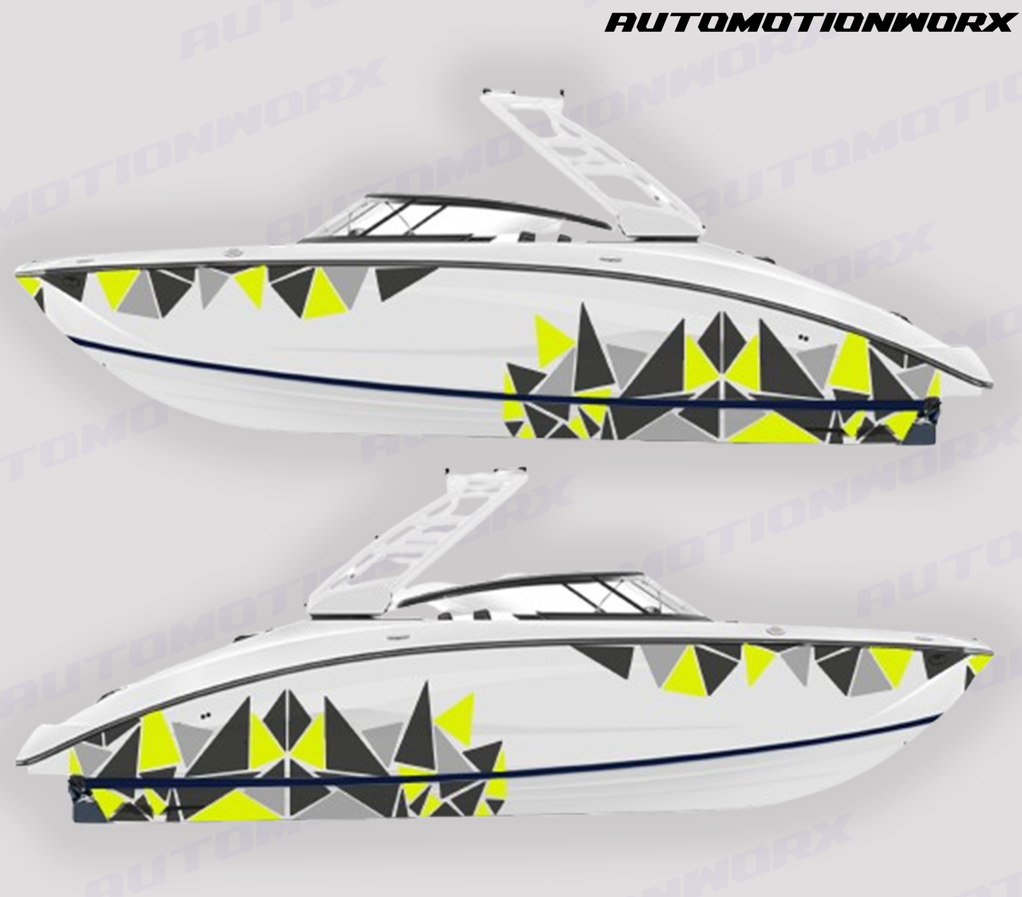 AutoMotionWorx | Geometric Speed Boat Decal | Boat Side Decal Sticker