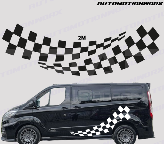 AutoMotionWorx | Universal Van Racing Swoosh Flag Decal | High Quality Decals
