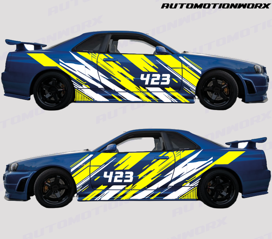 AutoMotionWorx | Universal Custom Racing Number Decal Kit, Drift Racing Decal