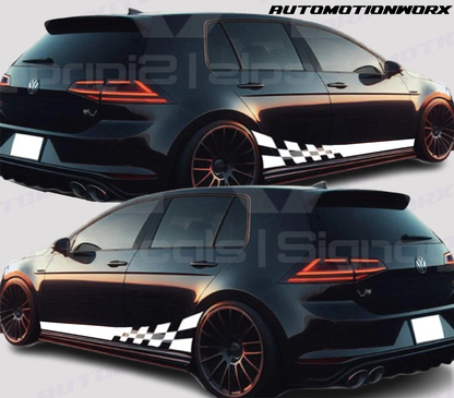 AutoMotionWorx | Volkswagen Golf Checkered Racing Flag Side Stripes