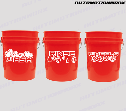 AutoMotionWorx | Car Detailing Bucket Decals | Wash, Wheels, Rinse