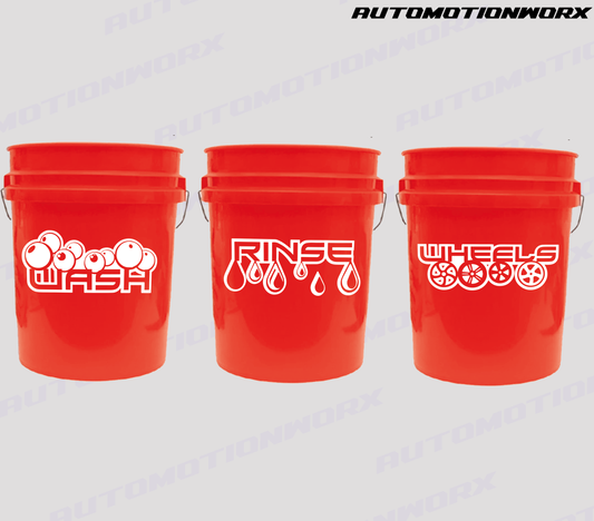 AutoMotionWorx | Car Detailing Bucket Decals | Wash, Wheels, Rinse