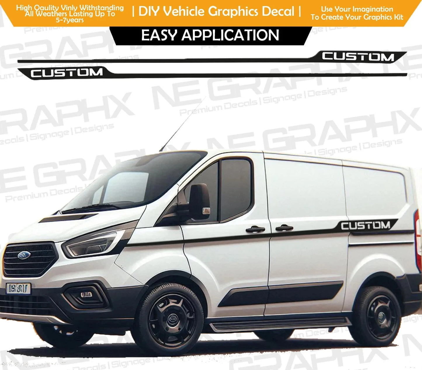 AutoMotionWorx | Ford Transit Custom Side Door Stripes | High Quality Decals