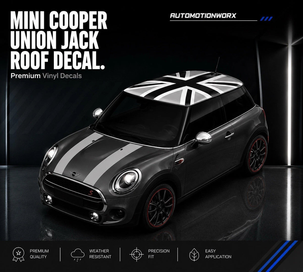 AutoMotionWorx | Mini Cooper Union Jack Roof Monochrome