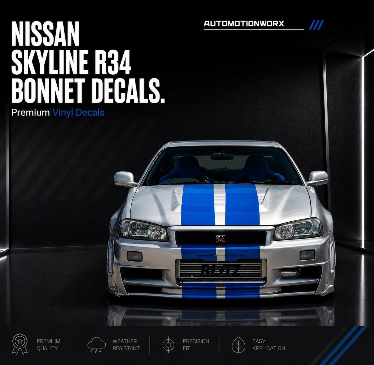 AutoMotionWorx | Nissan Skyline R34 Bonnet Stripes