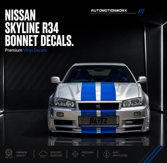 AutoMotionWorx | Nissan Skyline R34 Bonnet Stripes