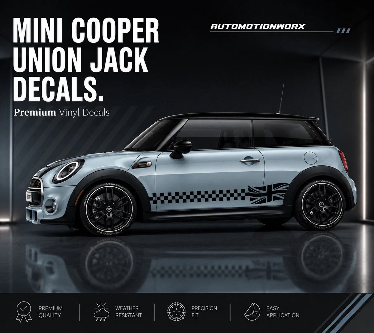 AutoMotionWorx | Mini Cooper Checkered Union Jack Side Stripes