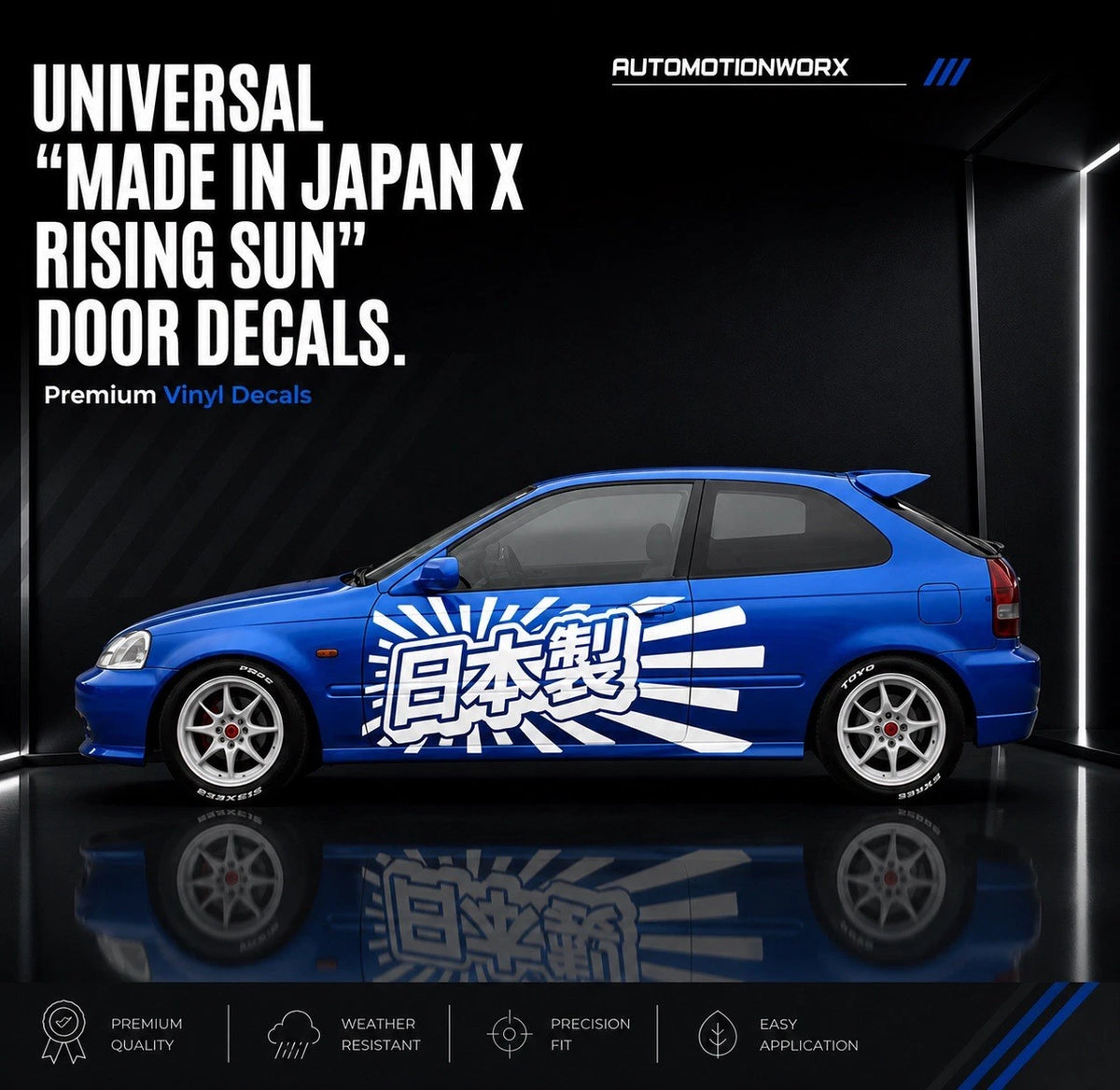AutoMotionWorx | Honda Civic Type R "Made In Japan x Rising Sun" XL Door Decals
