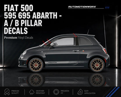 AutoMotionWorx | Fiat 500 595 695 Abarth A + B Pillar Decals | Left & Right Side