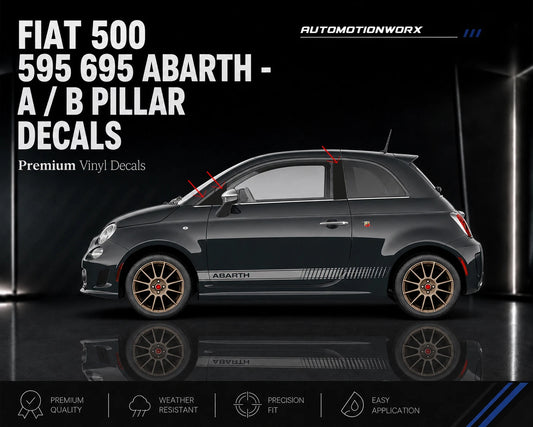 AutoMotionWorx | Fiat 500 595 695 Abarth A + B Pillar Decals | Left & Right Side