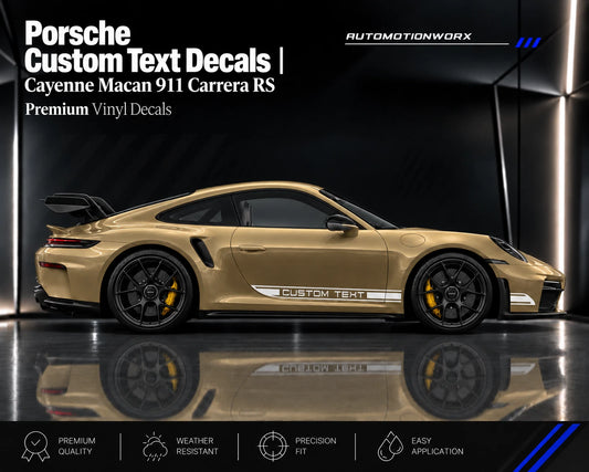 AutoMotionWorx | Porsche Custom Text Side Stripes | Cayenne Macan 911 Carrera RS