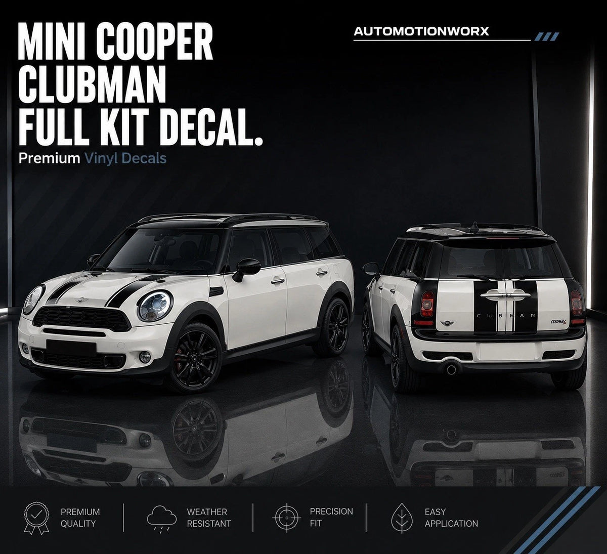 AutoMotionWorx | Mini Cooper Clubman Bonnet,Roof,Rear Stripes #2