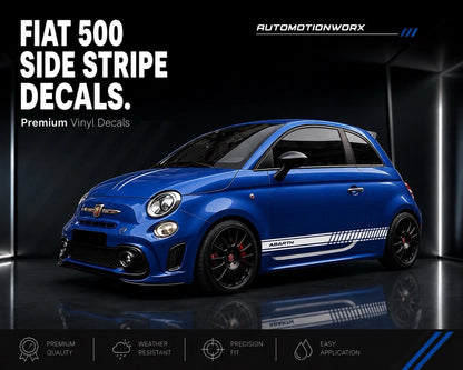 AutoMotionWorx | Fiat 500/Abarth Side Stripe Decals | Left & Right Side