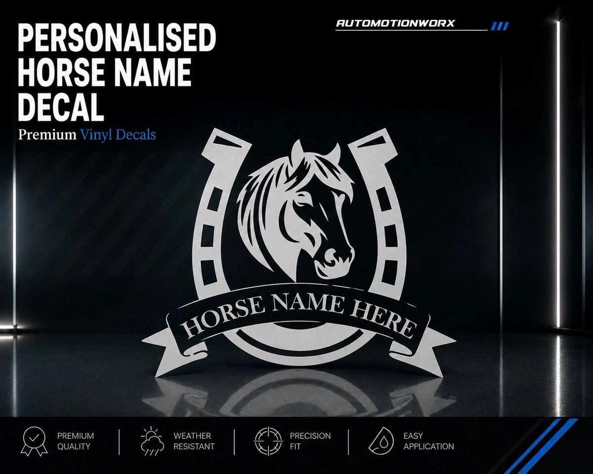 AutoMotionWorx | Personalised Name Horse Box/Trailer/Stable Window Decal