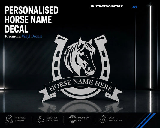 AutoMotionWorx | Personalised Name Horse Box/Trailer/Stable Window Decal