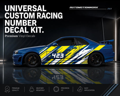 AutoMotionWorx | Universal Custom Racing Number Decal Kit