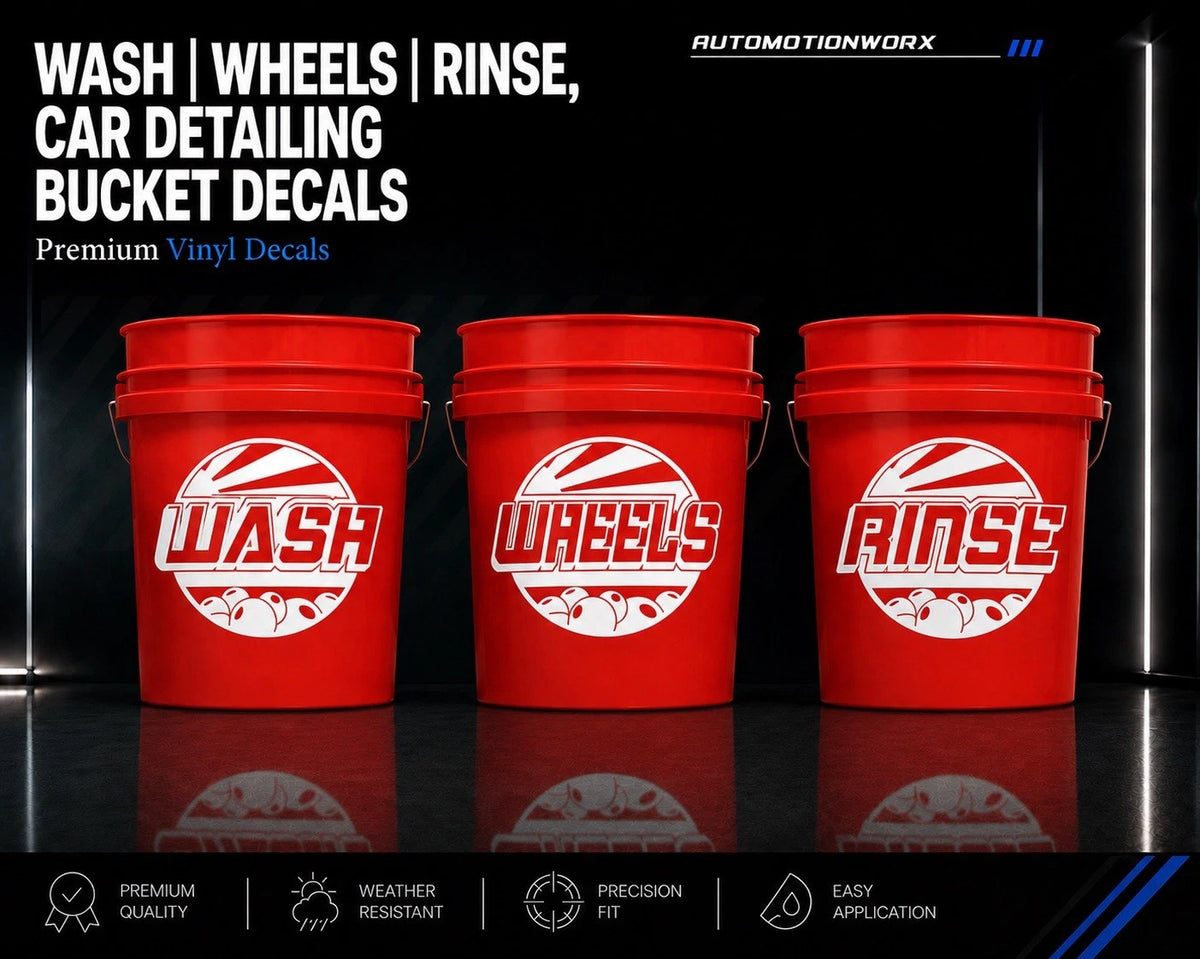 AutoMotionWorx | Car Detailing Bucket Decals | Wash, Wheels, Rinse