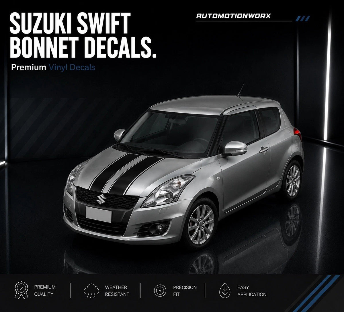 AutoMotionWorx | Suzuki Swift Bonnet Stripes 2010-2017